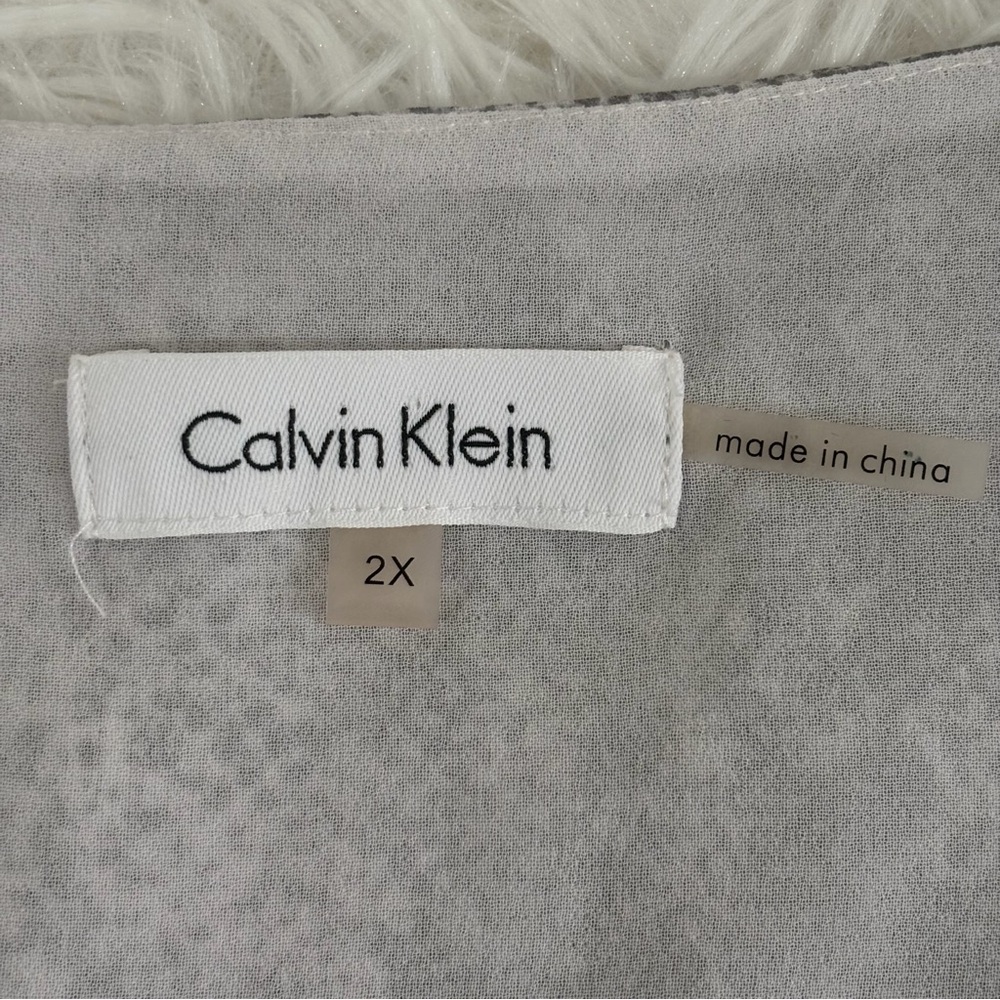 Calvin Klein Womens Gray Snakeskin Print Top Size 2X Pullover Office Career - Picture 3 of 10